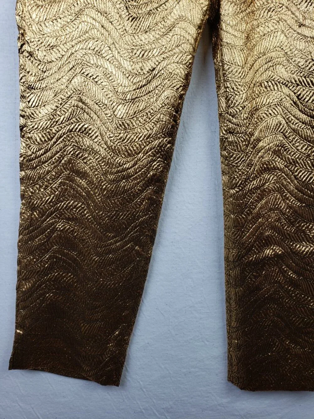 J CREW Collection High-Rise Cigarette Pant Metallic Gold Leaf Print Jacquard 8
